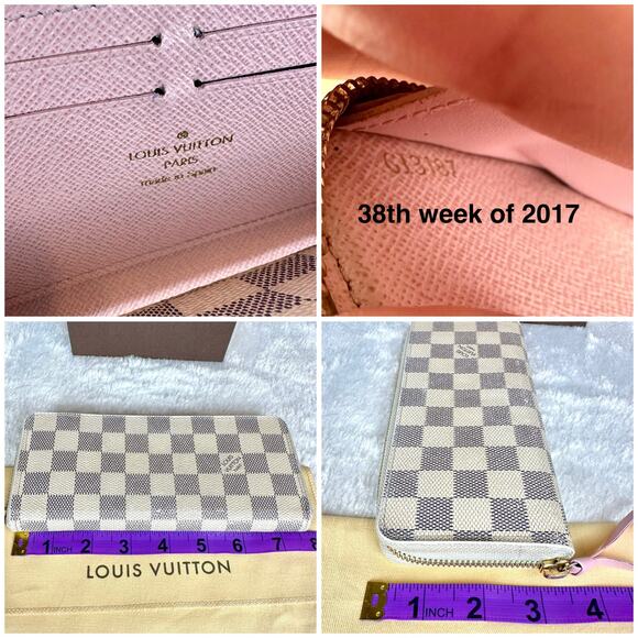 Louis Vuitton Damier Azur Clemence Long Wallet pink leather NICE EUC - Picture 15 of 16